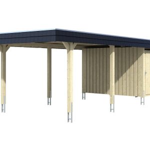 Skan Holz Carport Wendland Natur + Anbau 362 x 870 cm Alu-Dach Blende Schwarz kaufen bei OBI