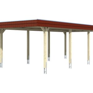 Skan Holz Carport Wendland Schiefergrau 409 x 870 cm EPDM-Dach Blende Rot kaufen bei OBI