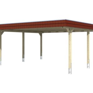 Skan Holz Doppelcarport Wendland Schiefergrau 630 x 637 cm EPDM-Dach Blende Rot kaufen bei OBI