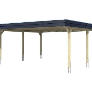 Skan Holz Doppelcarport Wendland Schiefergrau 630x637 cm Alu-Dach Blende Schwarz kaufen bei OBI