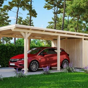 Skanholz Einzelcarport »Emsland«, 223 cm Einfahrtshöhe, mit Abstellraum, versch. Farben