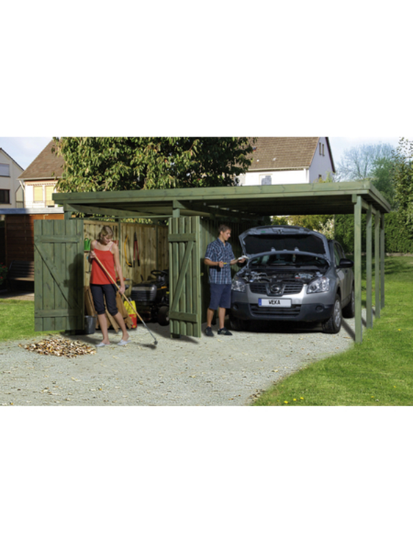 Carport, holzfarben