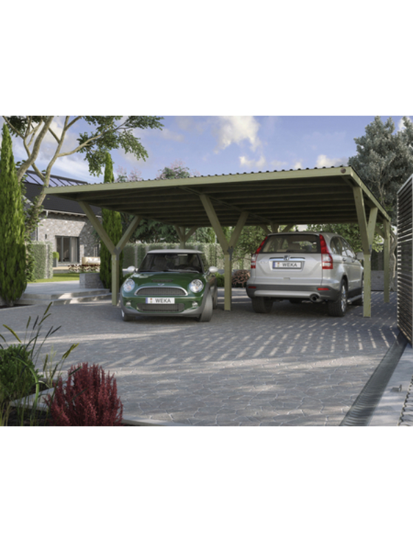 Carport, holzfarben