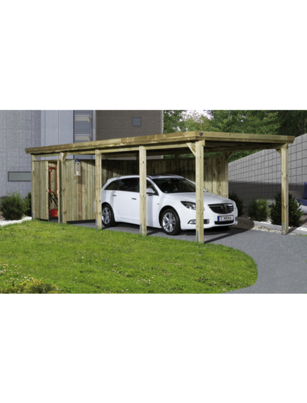 Carport, holzfarben