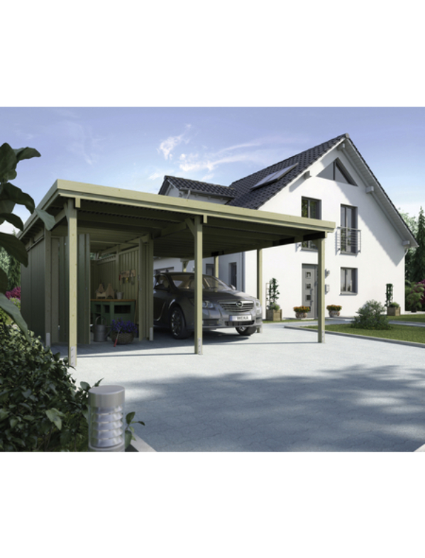 Carport, holzfarben
