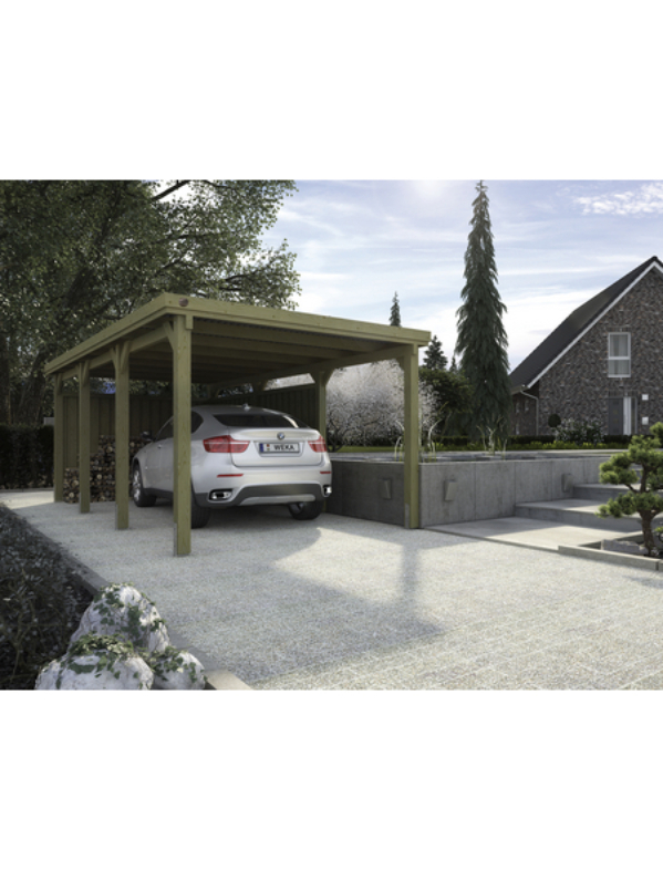 Carport, holzfarben
