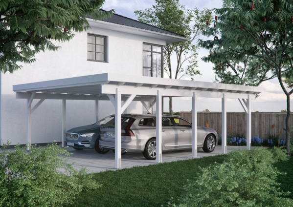 Kiehn-Holz Doppelcarport »KH 330 / KH 331«, 225 cm Einfahrtshöhe, Stahl-Dach, versch. Farben