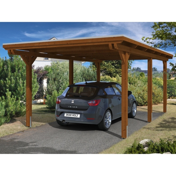 Skan Holz Carport Emsland 354 cm x 604 cm Nussbaum kaufen bei OBI