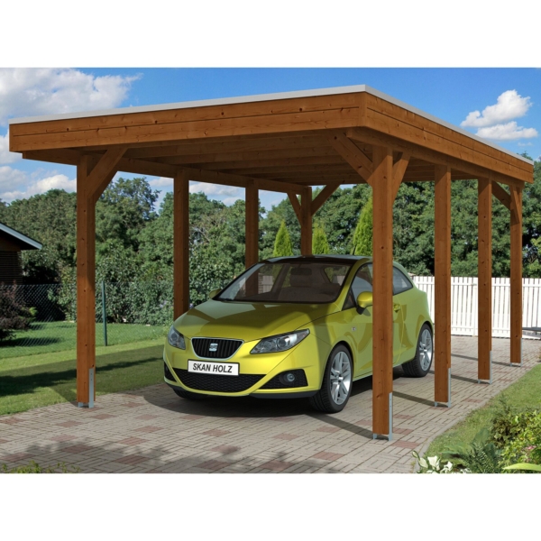 Skan Holz Carport Friesland 314 cm x 555 cm Nussbaum kaufen bei OBI