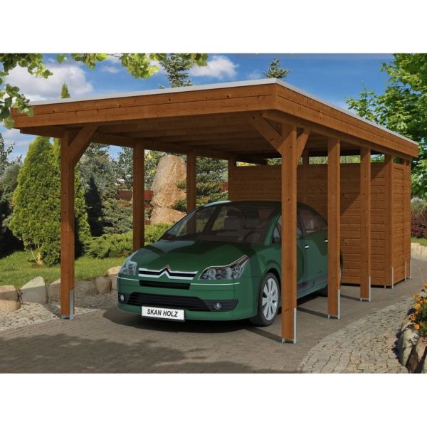 Skan Holz Carport Friesland Set 2 314 cm x 708 cm Nussbaum kaufen bei OBI