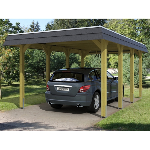 Skan Holz Carport Spreewald 345 cm x 589 cm schwarze Blende kaufen bei OBI