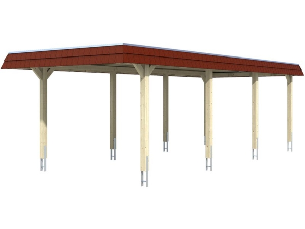Skan Holz Carport Wendland Eiche hell 362 x 870 cm EPDM-Dach Blende Rot kaufen bei OBI