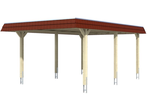 Skan Holz Carport Wendland Natur 409 x 628 cm EPDM-Dach Blende Rot kaufen bei OBI