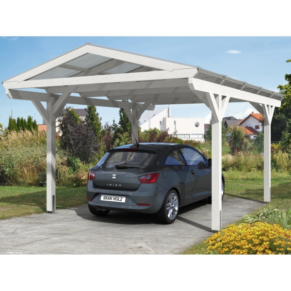 Skan Holz Carport Westerwald 362 cm x 541 cm gerade Kopfbänder Weiß kaufen bei OBI
