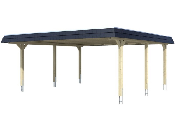 Skan Holz Doppelcarport Wendland Natur 630 x 637 cm EPDM-Dach Blende Schwarz kaufen bei OBI