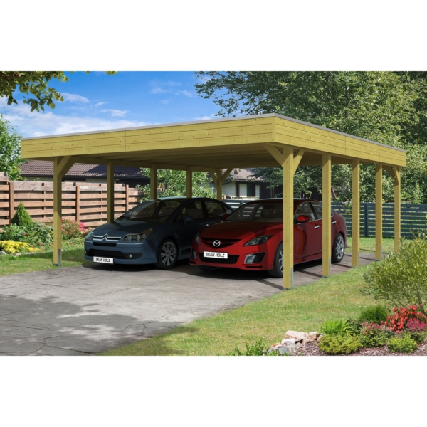 Skan Holz Flachdach-Doppelcarport Friesland 557 cm x 708 cm kaufen bei OBI