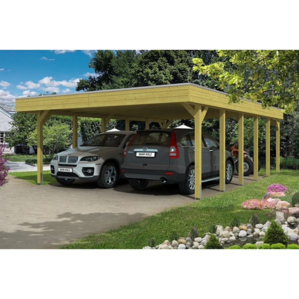 Skan Holz Flachdach-Doppelcarport Friesland 557 cm x 860 cm kaufen bei OBI