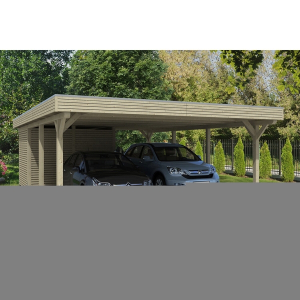 Skan Holz Flachdach-Doppelcarport Spessart 611 cm x 846 cm mit Abstellraum kaufen bei OBI
