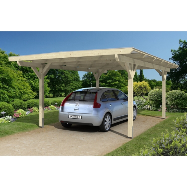 Skan Holz Flachdach-Einzelcarport Odenwald 428 cm x 648 cm gerade Kopfbänder kaufen bei OBI