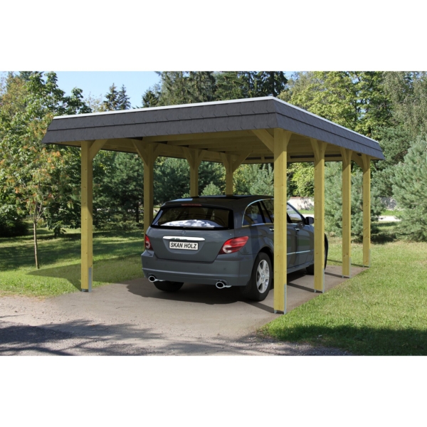 Skan Holz Walmdach-Einzelcarport Spreewald 345 cm x 589 cm Blende in Schwarz kaufen bei OBI