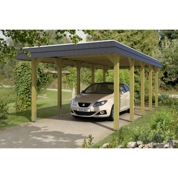 Skan Holz Walmdach-Einzelcarport Spreewald 345 cm x 741 cm Blende in Schwarz kaufen bei OBI