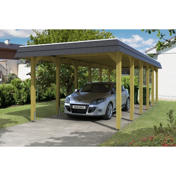 Skan Holz Walmdach-Einzelcarport Spreewald 345 cm x 893 cm Blende in Schwarz kaufen bei OBI