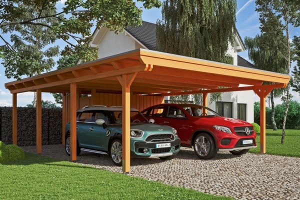 Skanholz Doppelcarport »Emsland«, 223 cm Einfahrtshöhe