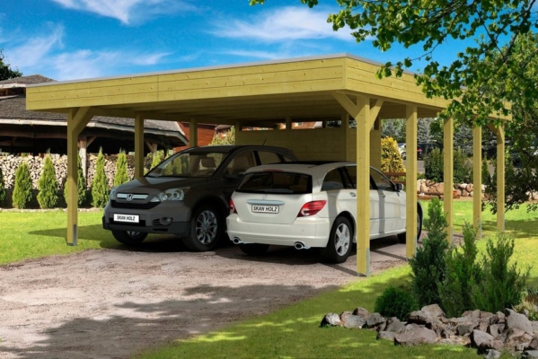 Skanholz Doppelcarport »Friesland«, 207 cm Einfahrtshöhe, (Set), mit Abstellraum