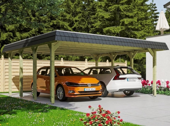 Skanholz Doppelcarport »Spreewald«, 215 cm Einfahrtshöhe