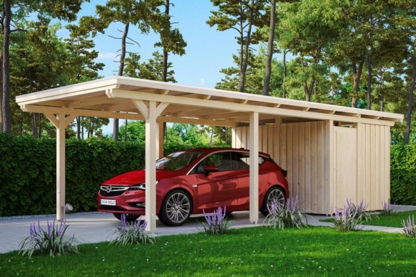 Skanholz Einzelcarport »Emsland«, 223 cm Einfahrtshöhe, mit Abstellraum, versch. Farben