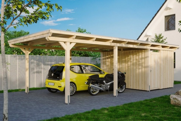 Skanholz Einzelcarport »Emsland«, 223 cm Einfahrtshöhe, mit Abstellraum, versch. Farben