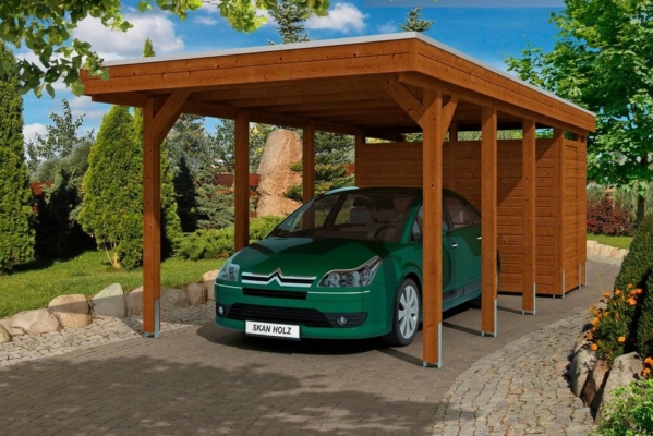 Skanholz Einzelcarport »Friesland 2«, 207 cm Einfahrtshöhe, (Set), mit Abstellraum