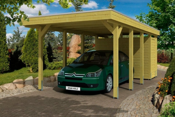 Skanholz Einzelcarport »Friesland«, 207 cm Einfahrtshöhe, (Set), mit Abstellraum