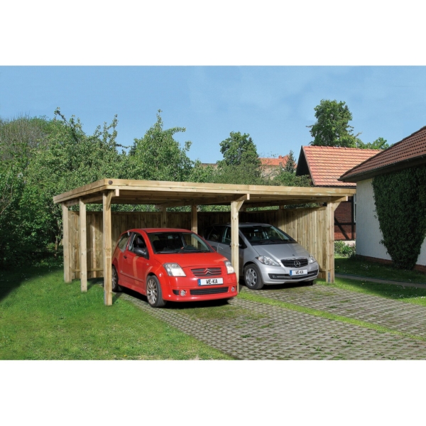Weka Flachdach-Doppelcarport 618 Gr. 1 mit Trapezblech 603 cm x 512 cm kaufen bei OBI