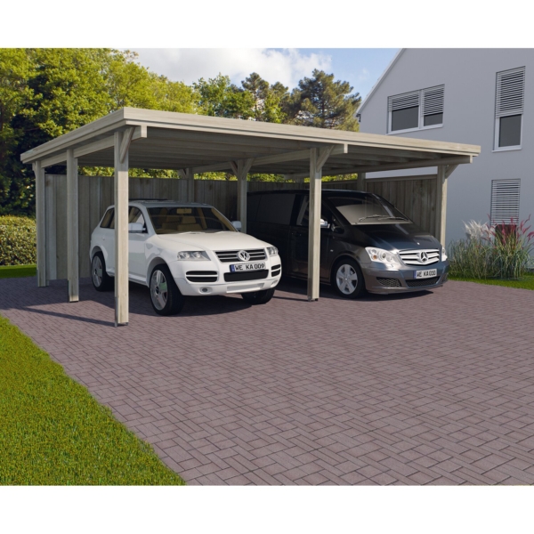 Weka Flachdach-Doppelcarport 618 Gr.1 mit PVC-Dachplatten 603 cm x 512 cm kaufen bei OBI